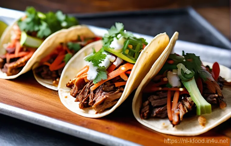 한식 전통과 현대 융합 사례 - **Vibrant Korean-Dutch Fusion Dinner Scene:** A warmly lit, modern restaurant interior in a Dutch ci...