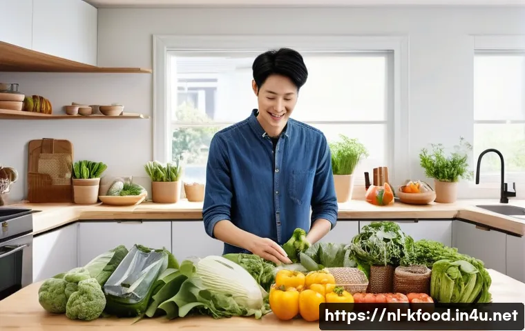 한식 조리 시간 단축 꿀팁 - **Prompt:** "A vibrant, clean kitchen scene. A person, dressed in casual everyday clothes, is effici...
